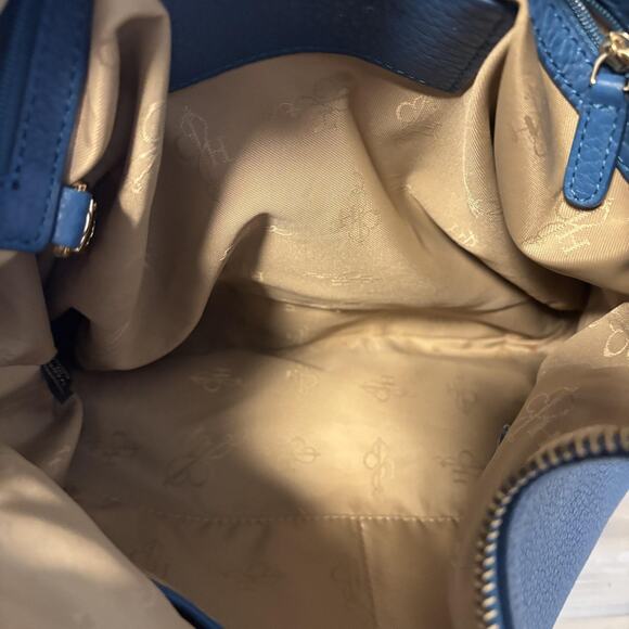 Cole Haan Bag Womens Medium Blue Pebbled Leather Shoulder Hobo Gold Hardware - Picture 11 of 13
